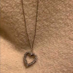 diamond and 14k white gold heart necklace